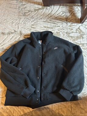 Nike Black Sherpa Snap-Front Jacket